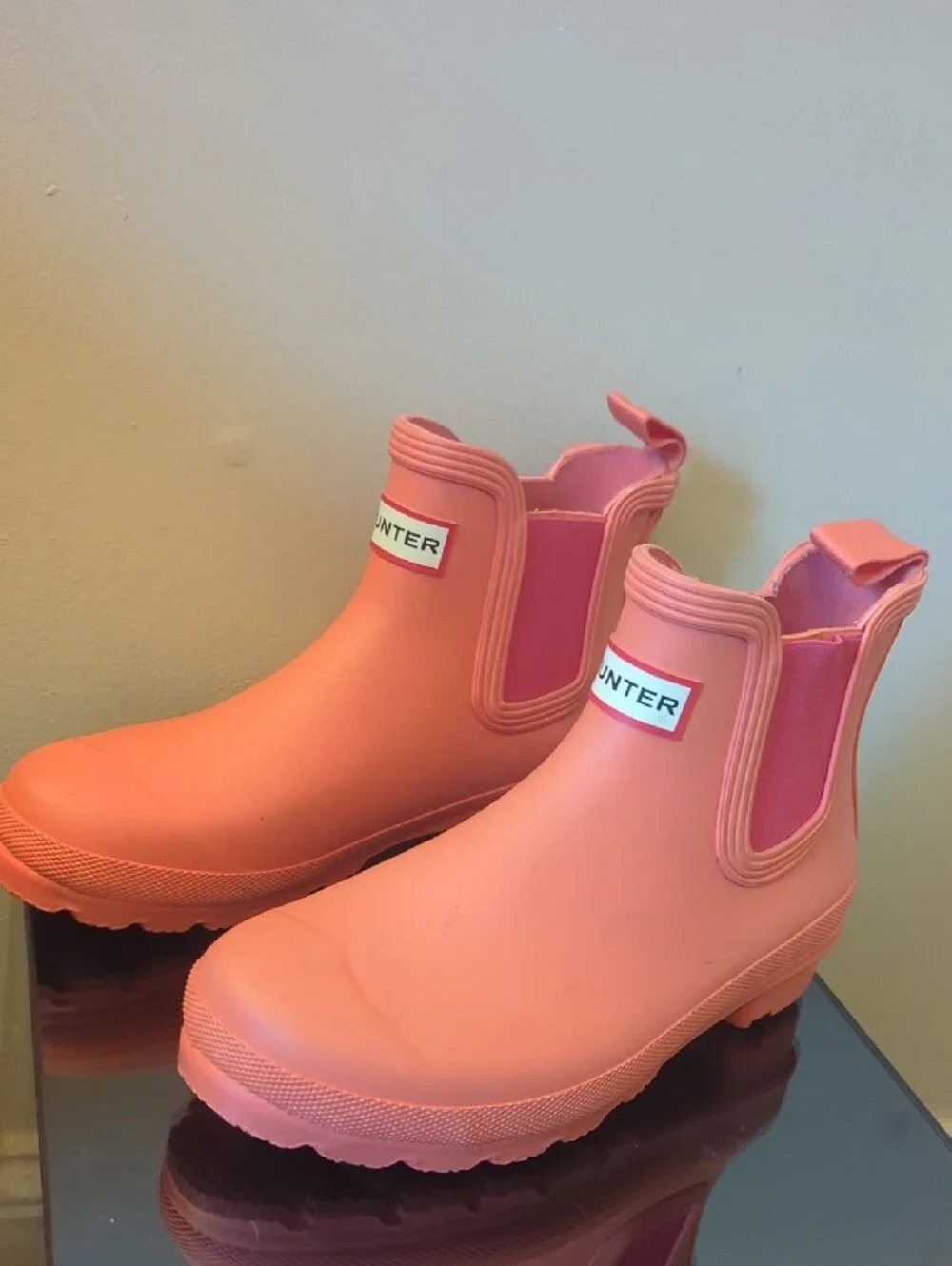 Hunter Coral Pink Chelsea Rain Boots
